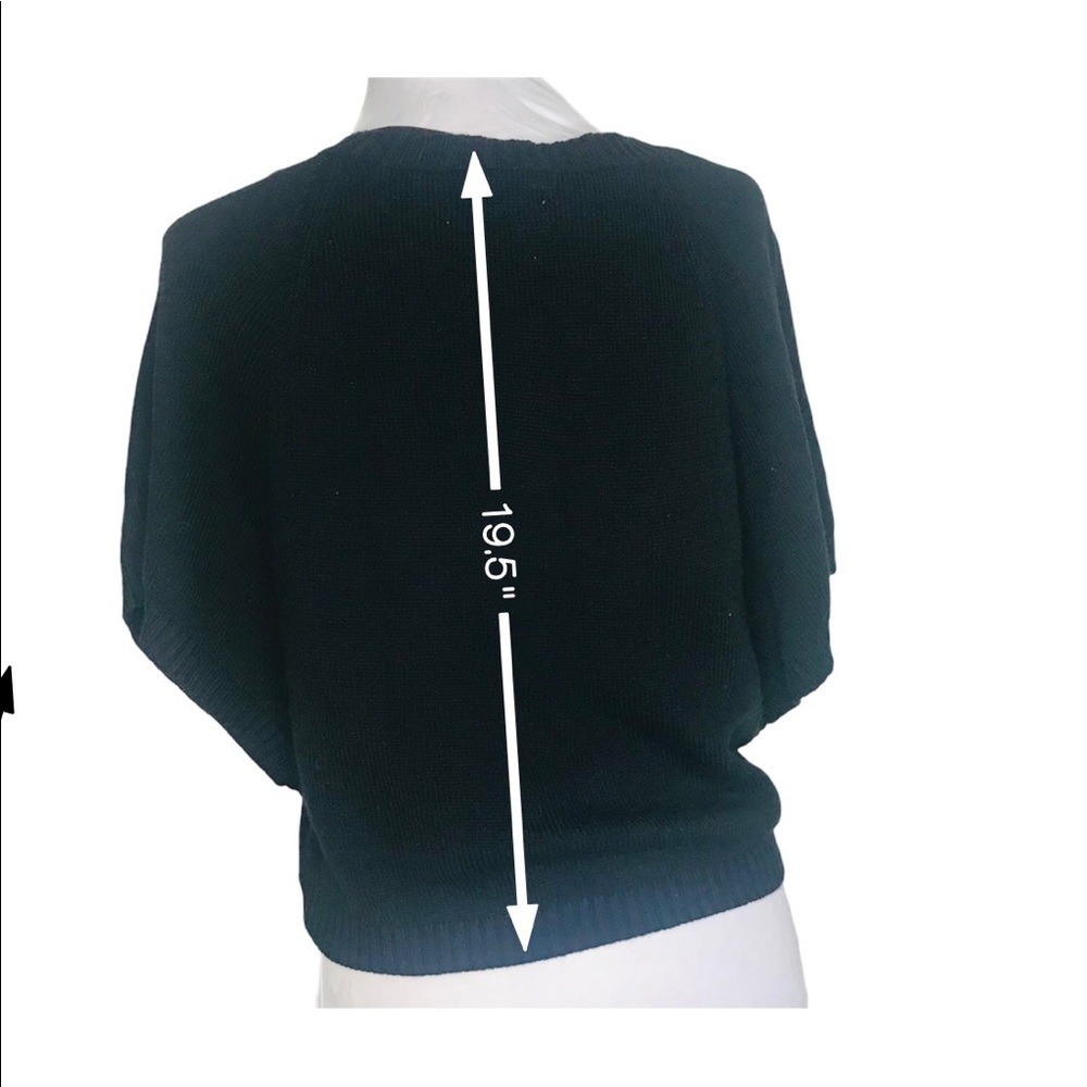 New Elle Short Sleeve Black Cropped Sweater Size M - Picture 3 of 7